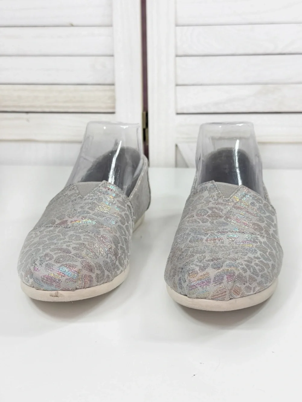 Toms Alpargata‎ Slip On Flats Metallic Rainbow Animal Cheetah Grey Size 7.5